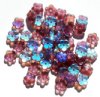 50 3x8mm Matte Amethyst AB Cupped Flower Beads